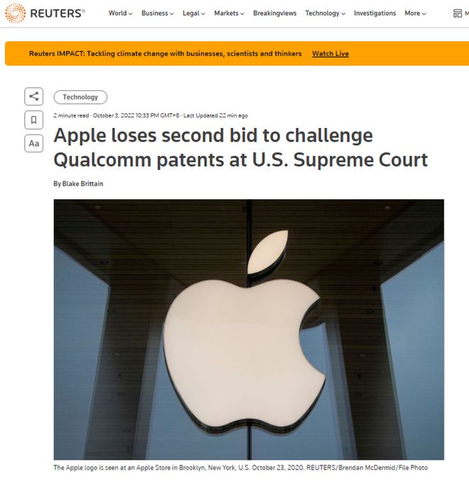 苹果挑衅高通再次失败，法院驳回取消专利请求